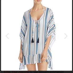 Surf Gypsy Ruffled Lace-Up Swim Cover-Up, Small, Blue